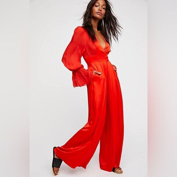 Free People Womens Not Your Baby Mixed-Media Jumpsuit size 0 - Picture 16 of 17